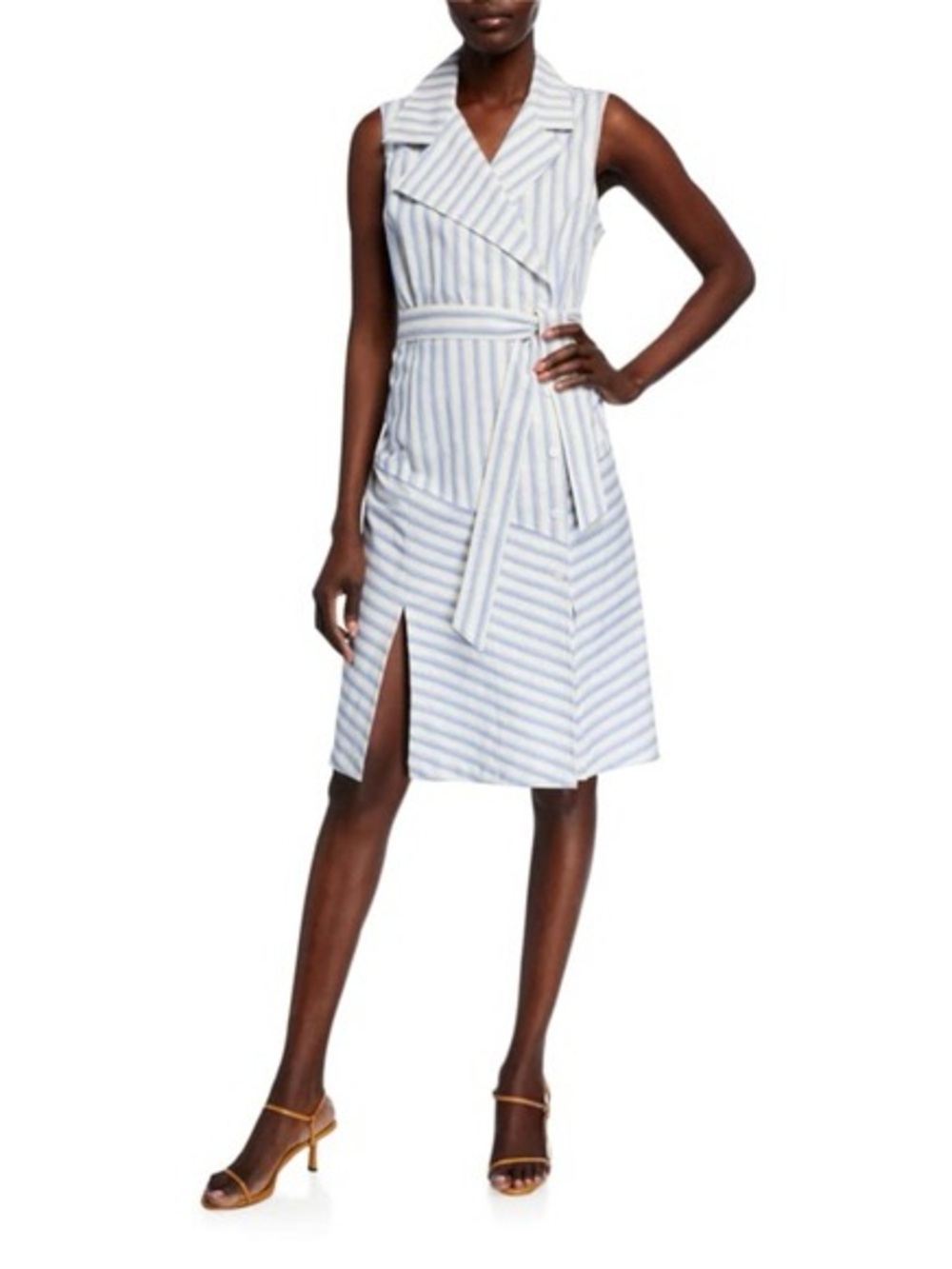 Finley Marni Striped Sleeveless Self-Belt Dress Size Large